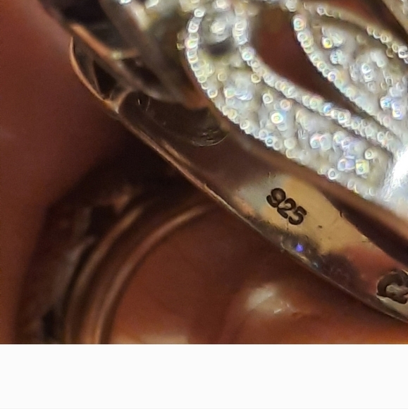 Authentic genuine solid sterling silver DIAMONELLE CZ Tanzanite ring Large Wide5 - Picture 6 of 9